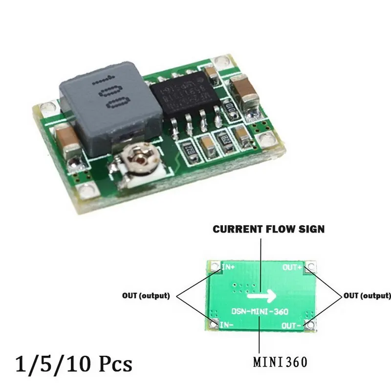 Мини DC понижающий преобразователь вольт регулятор 5V 23V до 3 V 6V 9V 12V 340 кГц шаг вниз