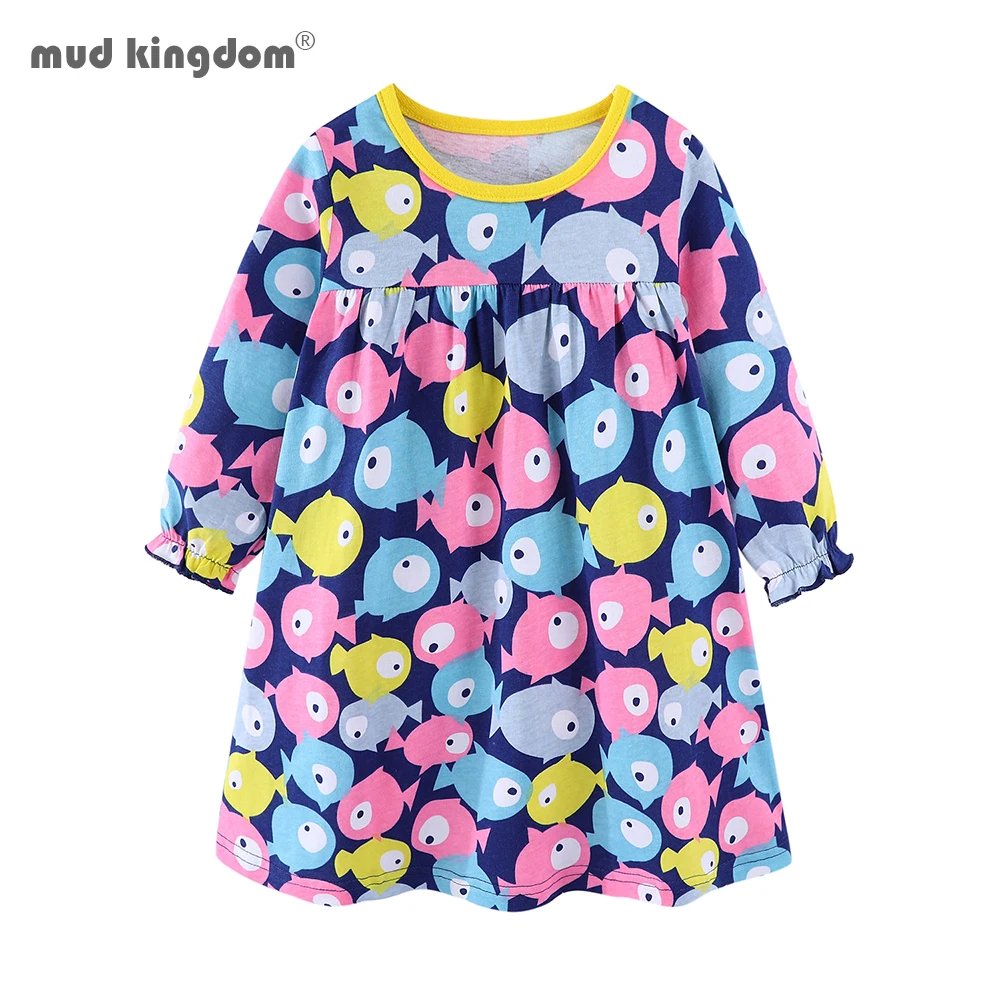 

Mudkingdom Girls Dress Clothing Causal Long Sleeve Dresses Cotton Princess Cute Kid Dress