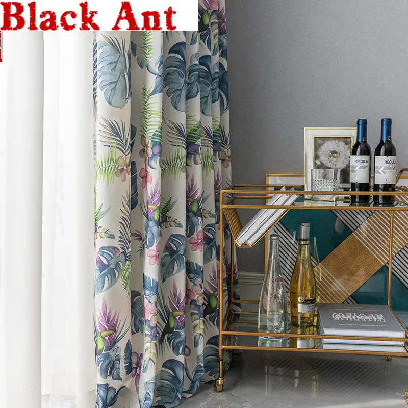 Американские занавески для гостиной из хлопчатобумажной ткани с узором спальни