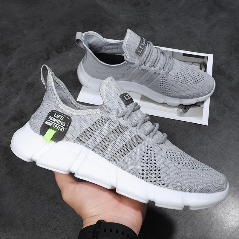 

Men Sneaker Fashionable Men Breathable Outdoor Fly Woven Mesh Lacu-Up Lightweight Sports Running Casual Shoes