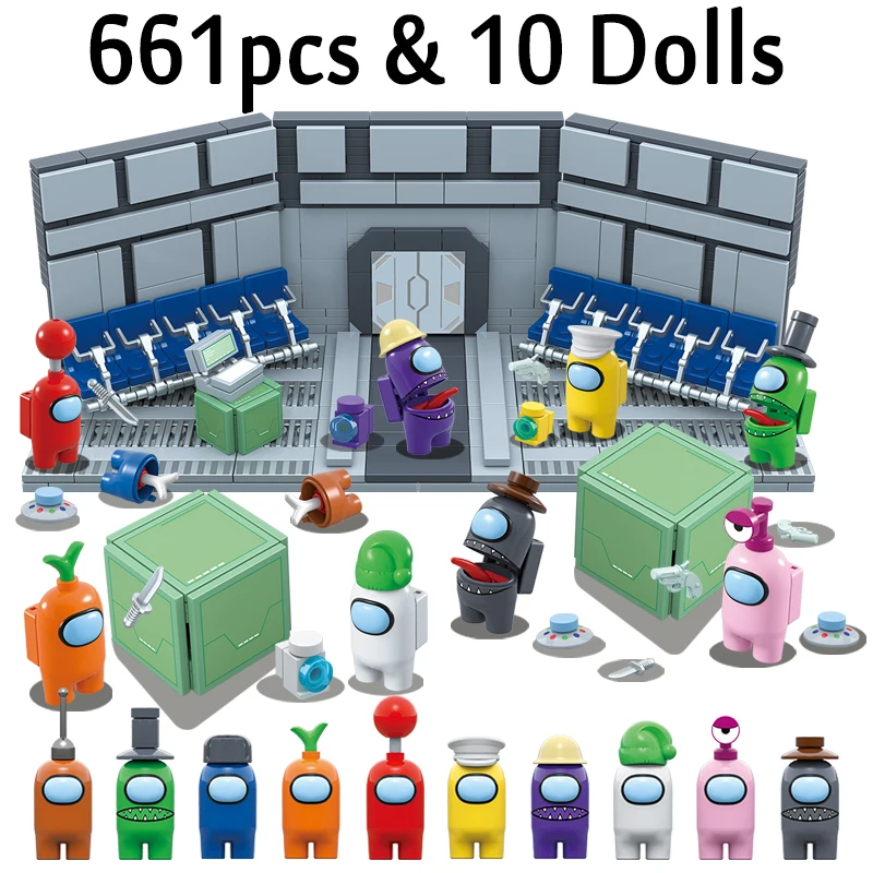 

Newest 661pcs Brick Among Us Building Blocks Series Space Alien Skeld With 10 Character Crewmate and Impostor Toys for Kids
