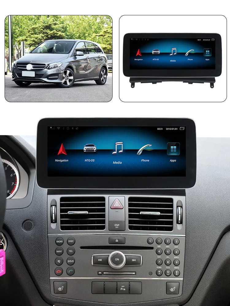 1920*720 экран 4+ 64G Android 9,0 автомобильный Радио gps навигатор плеер для Mercedes Benz C Class W204 2008-2010 Bluetooth wifi 4G