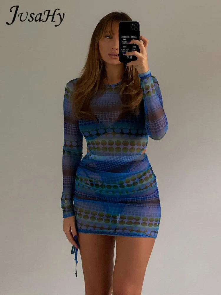 

Комплект женский прозрачный из двух предметов, облегающий Боди и мини-юбка