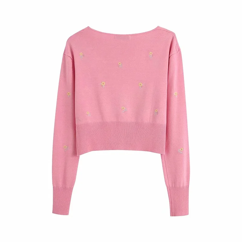 2020 Women Sweet Fashion Floral Embroidery Cardigan Vintage Long Sleeve Single Breasted Sweaters Girls Chic Jumpers |