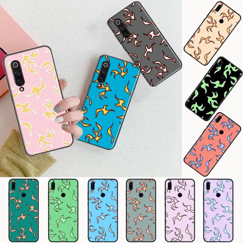 

Blue Flame Fire Phone Case black For Xiaomi Redmi mi note 7 8t 9 9t 9s 8 10 10t 11 pro lite K20 max 3