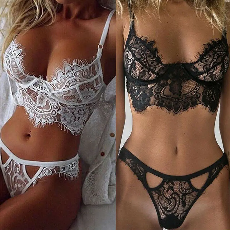 

Sexy- Nightwear Underwear G-string Babydoll Women Lace Bra Sleepwear Set