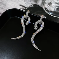 xialuoke new tassel crystal drop earrings for women personality snake shape rhinestone dangle earring fashion holiday jewelry