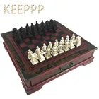 Деревянные шахматы, китайские ретро-Шахматы терракотовые воины, древесина, резьба по дереву, из смолы, Chessman, премиум подарок на день рождения, 2020