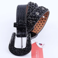 genuine leather belt black diamond belts for women high quality luxury strap belt buckle men punk rhinestone waistband for jeans