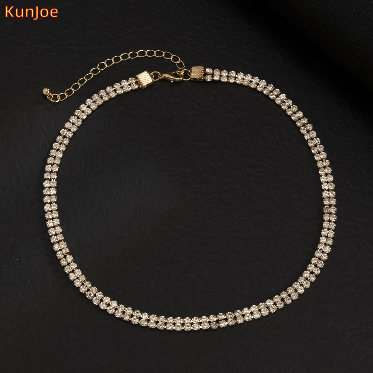 

KunJoe Iced Out CZ Hip Hop Double Layer Tennis Chain Choker Necklace Rapper Necklace Women Shiny Jewelry Street Party Jewelry