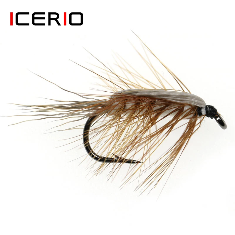 ICERIO 8 шт. белое тело шерстяной червь коричневый Caddis Nymph искусственная мушка жук