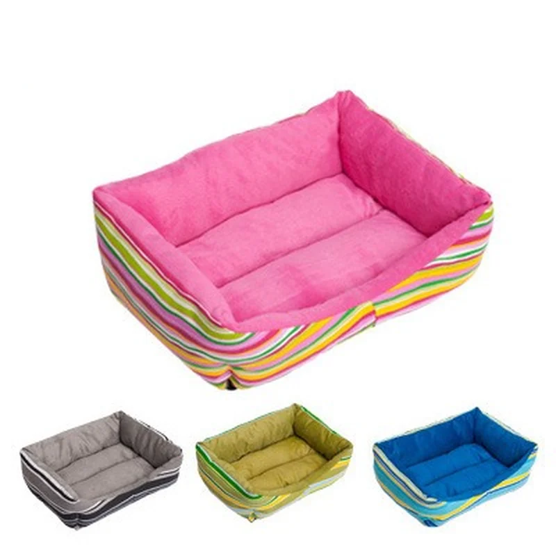 

Pet Sofa Rainbow Stripes Kennel Small and Medium-sized Dog Cushion Cat Square Bed Pet Supplies