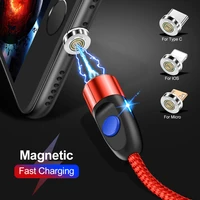 3a micro usb type c magnetic cable led fast charging data cord for iphone 13 pro max xiaomi 11 samsung phone charge usb c cable
