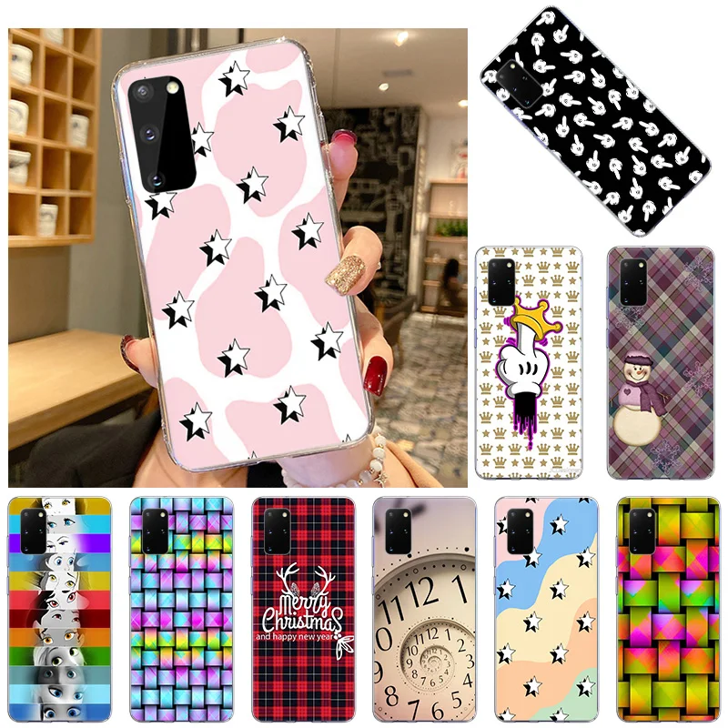 

Soft TPU Silicone Phone Case For Samsung Galaxy S21 Ultra S20 FE 5G S10 Lite S8 S9 Plus S7 Cartoon Lattice Grid Puzzle Cover
