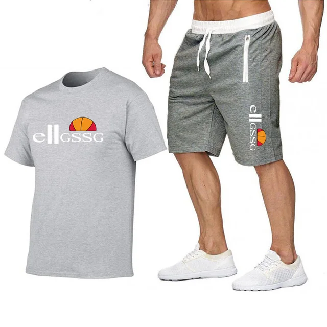 

2021eiigssg Fashion New Brand Men Summer High Quality Cotton Sports T-Shirt + Sports Shorts Set Running Hip Hop Tracksuits