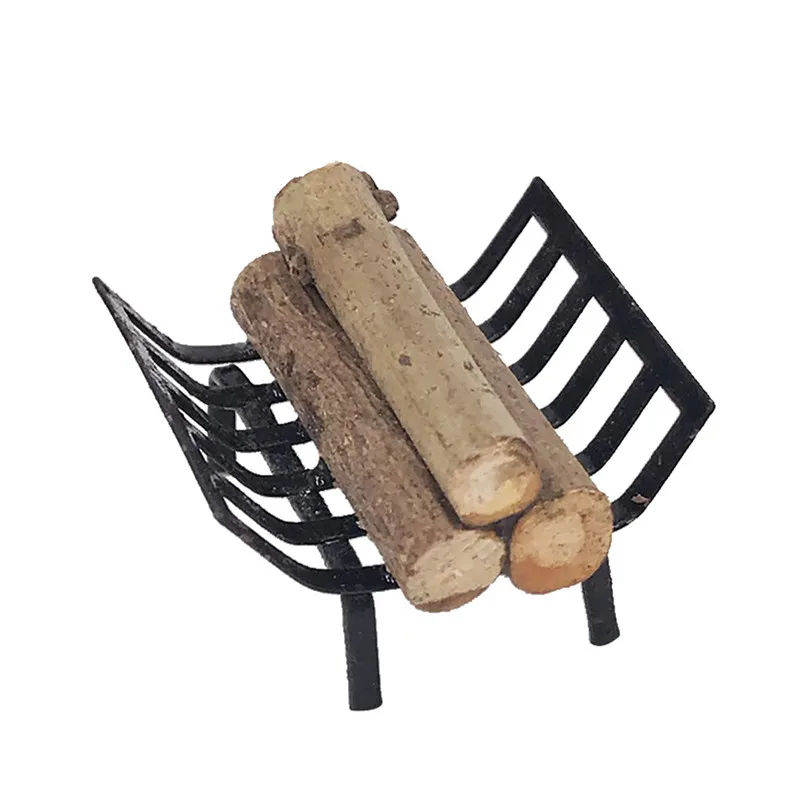 

1/12 Miniature Dollhouse Furniture Metal Rack with Firewood for Fireplace Model Doll House Accessories 30D12