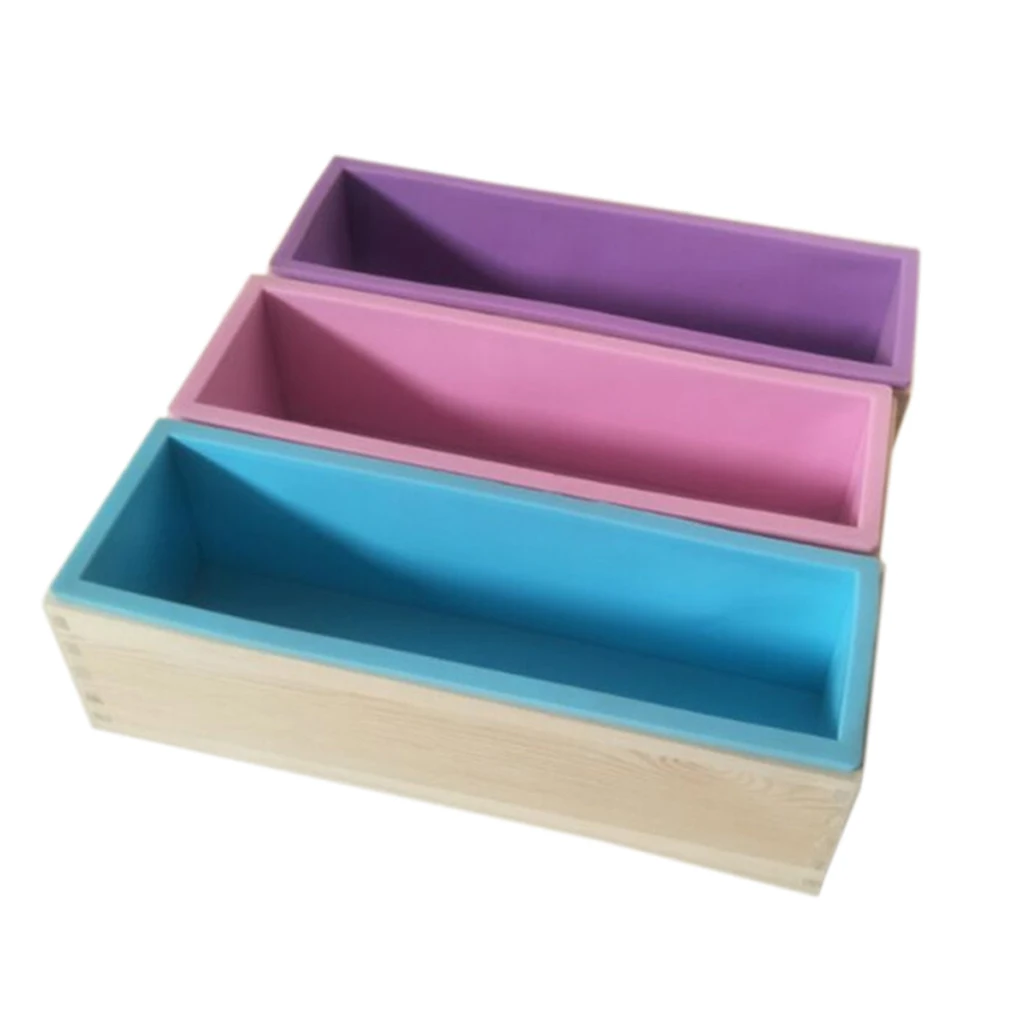 

Flexible Rectangular Soap Silicone Loaf Mold Wood Box for 42oz Soaps Pink