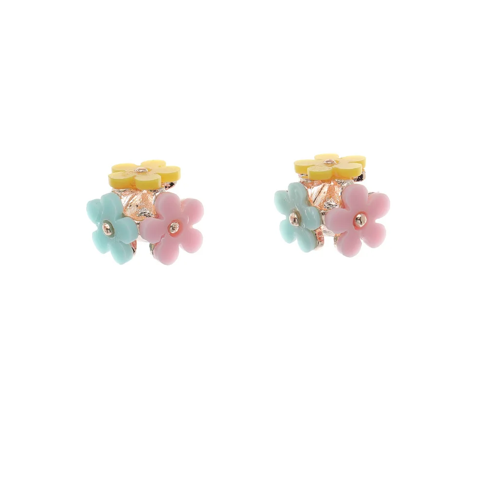 

Fashion Ins Wind Earrings Womens TRENDY Candy Color Little Flower Three-dimensional on Three Sides Earrings Jewelry For Girls