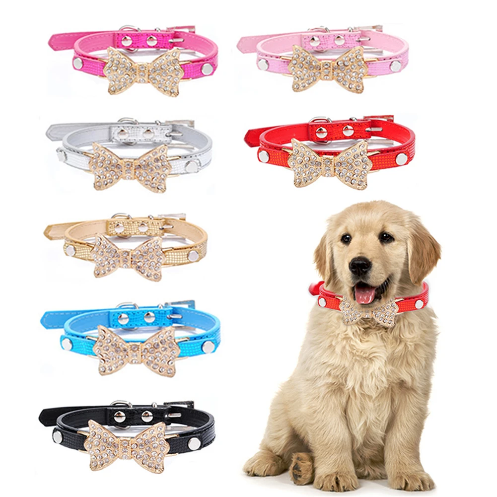 Новинка 2020 ошейник Стразы для собак из искусственной кожи с кристаллами