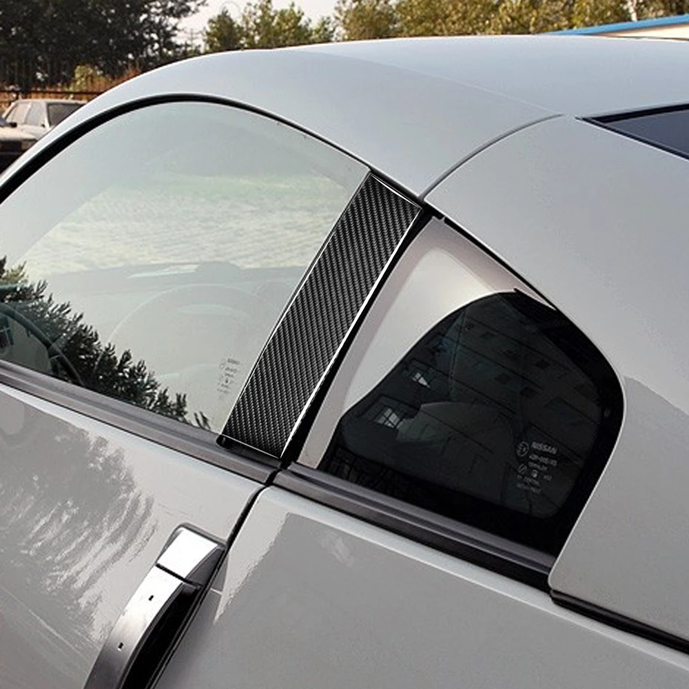 

2psc/set Real Carbon Fiber Door Pillar Panel Cover Trim Stickers For 2003-2008 Nissan Z33 350Z