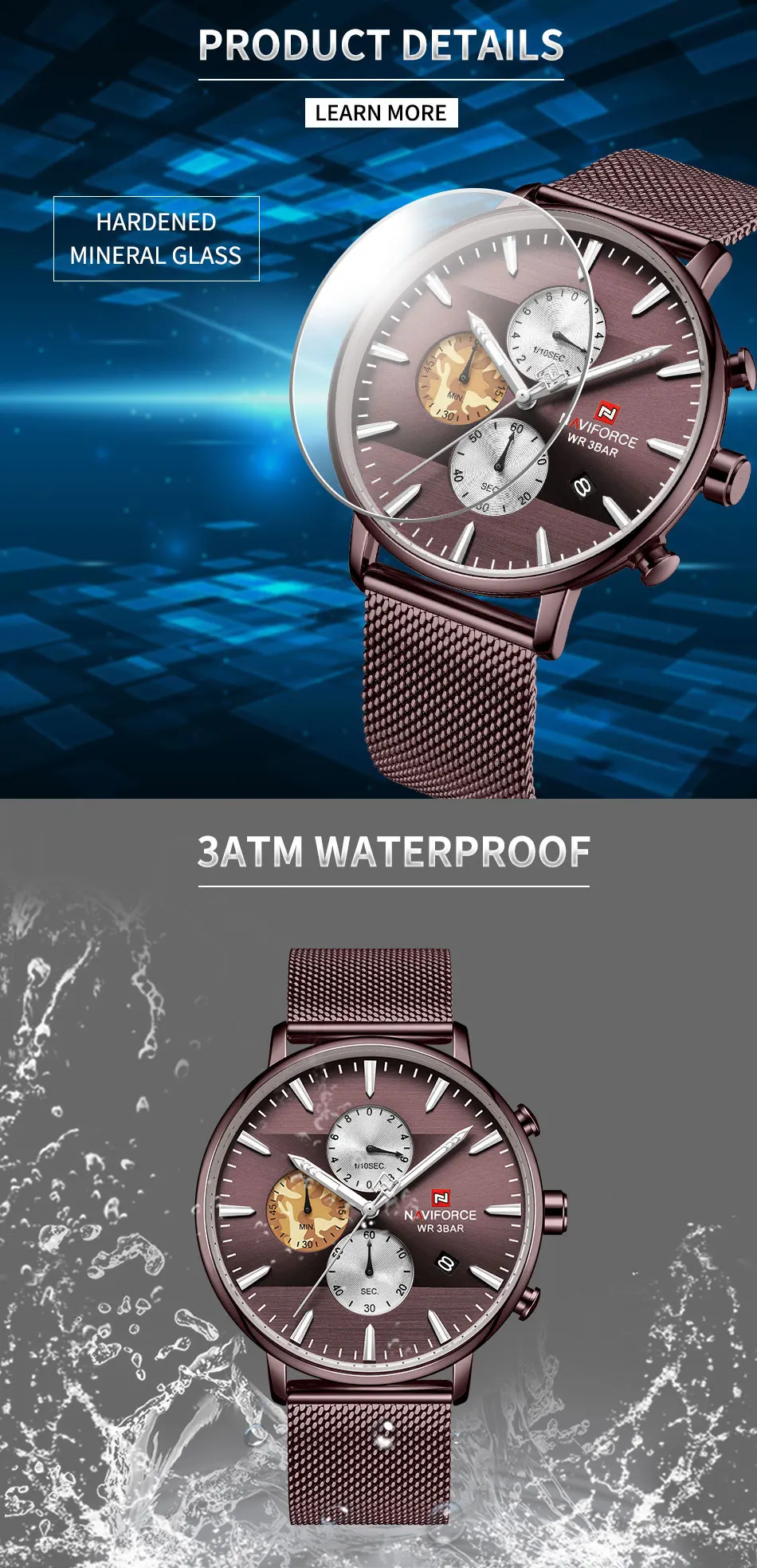 NAVIFORCE, мужские часы, лучший бренд, модные, Роскошные, нержавеющая сталь, хронограф, спортивные, водонепроницаемые, кварцевые, мужские часы, Relogio Masculino