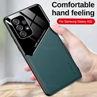 Встроенный Автомобильный магнитный держатель, защитный чехол для Samsung A 52s 72 42 22 5G, Кожаный противоударный чехол Samsang A 32 42 12 02 4G, чехол
