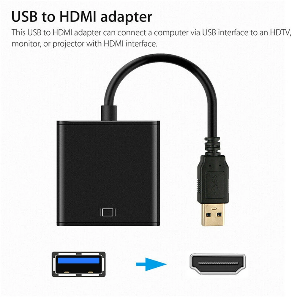 

HD 1080P USB3.0 to Video Cable Adapter Converter For PC Laptop HDTV LCD TV