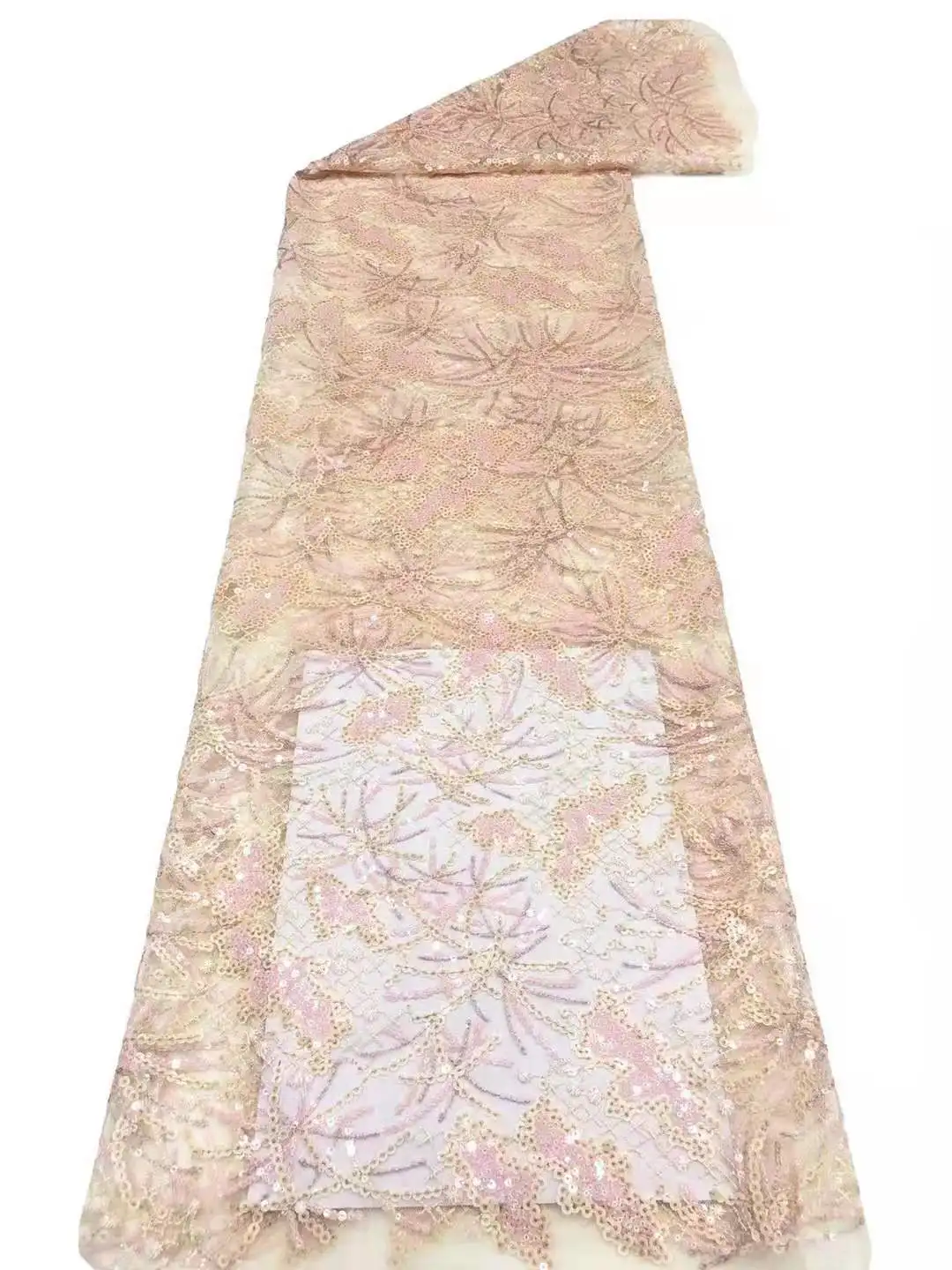 

High quality sequined fabric With seuiqns embroidery African fabric French tulle net lace For Party dress wedding dress 5 yards