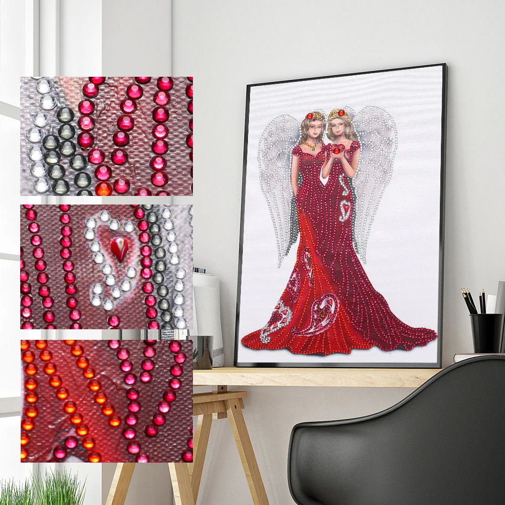 

JIEME 5D DIY Special Shaped Diamond Painting Angel Girl Cross Stitch Embroidery Kits Mosaic Diamond Painting Home Wall Decor