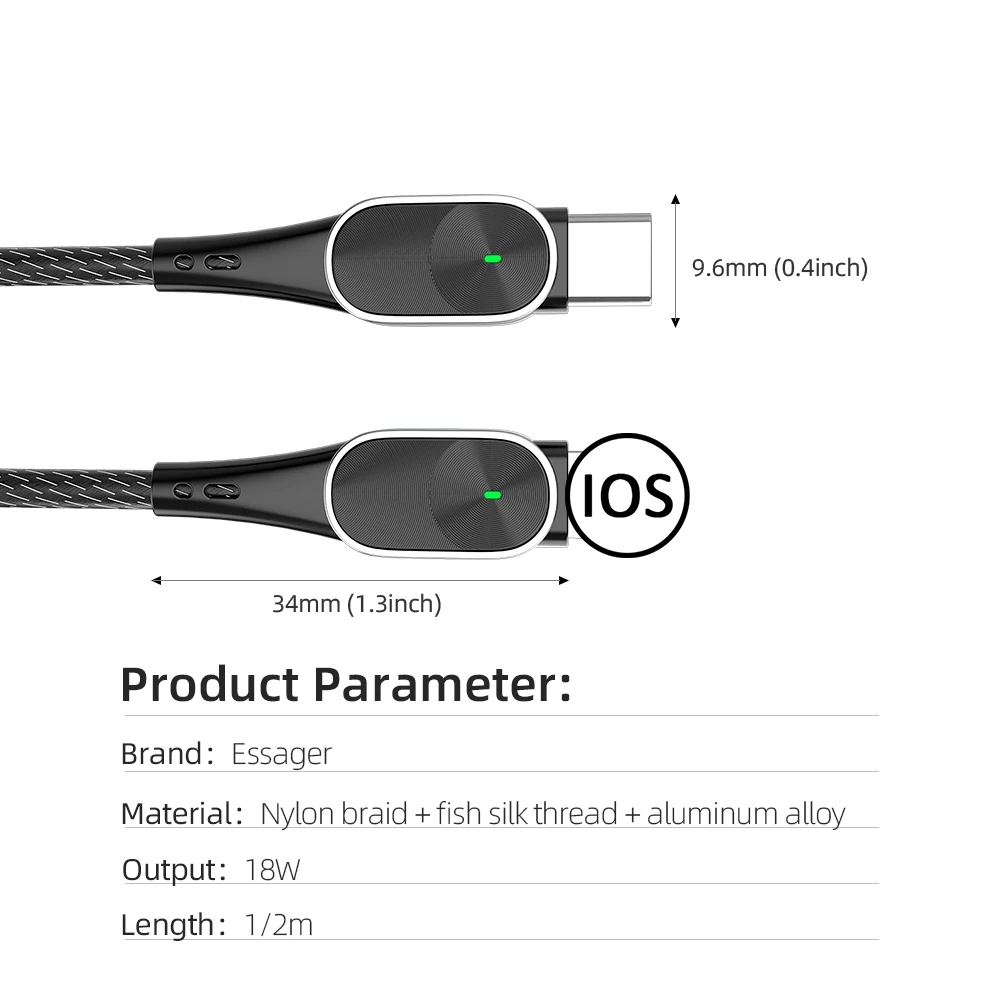 

18W PD Type-C USB Nylon Braid Fast Charging Cable For IPhone 12 11 Pro XS Max MacBook For IPad Pro USB C Data Wire Cord