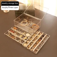 acrylic jewellery organizers three layer jewellery storage box earring rings necklace large space jewellery case holder women