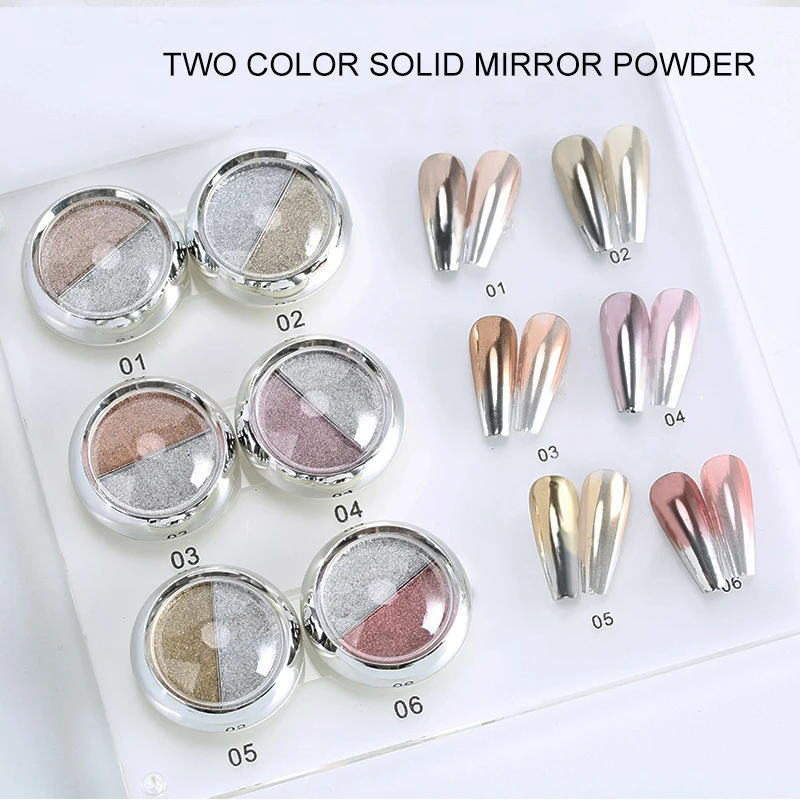 

1 Box Double Rose Gold Color Nail Mirror Glitter Powder Nail Art Gel Polishing Chrome Flakes Pigment Dust Decorations