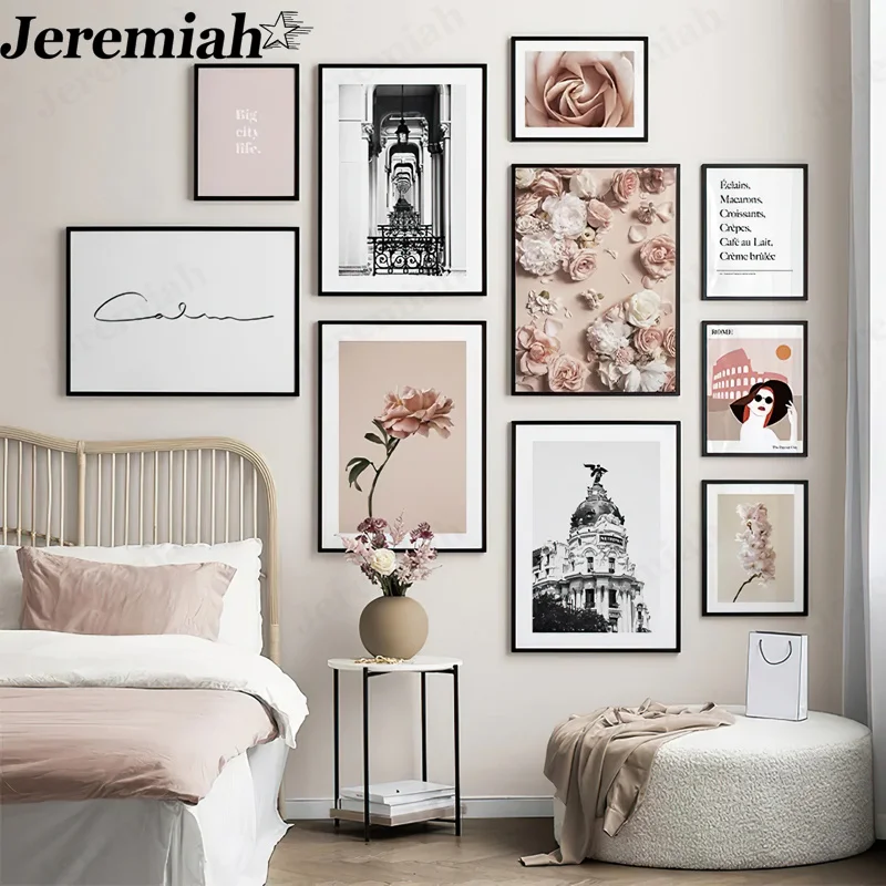 

Nordic Minimalist Castle Flower Canvas Painting Fashion Beauty Letter Poster Wall Art Modern Home Living Room Decoration