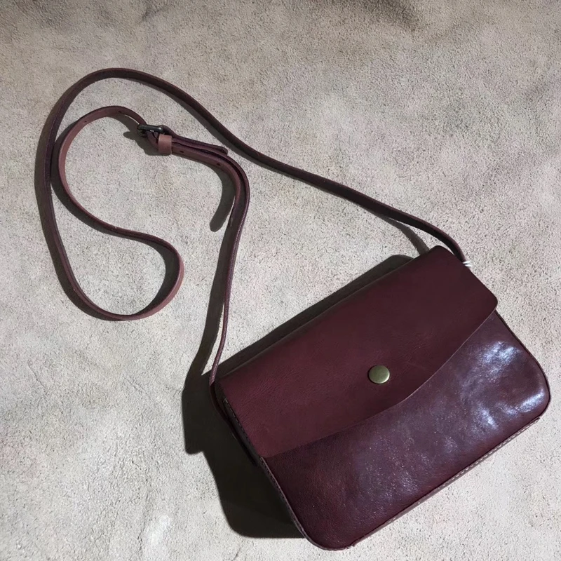

Donotknow leather oblique bag small female temperament literary retro vegetable tanned layer leather shoulder bag envelope