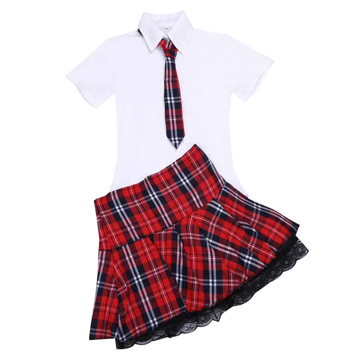 Sexy Women Erotic Lingerie Japanese Schoolgirl Role-playing Costume School Girls Uniform Shirt &ampMini Skirt Tie Halloween Cosplay |
