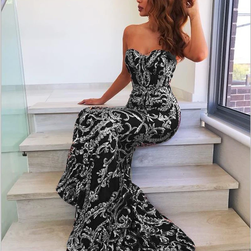 Slaygirl с низким вырезом на спине элегантный черного и золотого цвета, расшитые блестками, длинное платье в пол с Длина с открытыми плечами Вечерние Платье облегающее женское пикантное платье для ночного клуба