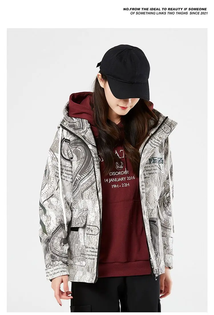 

The spring new hooded loose couple trend youth fashion casual wear coat jacket