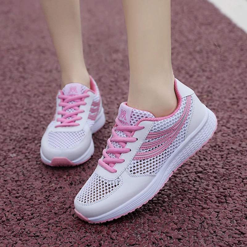 

2021 Женские кроссовки на плоской подошве; Повседневная женская обувь из сетчатого материала со шнуровкой сетки светильник женские туфли из ...
