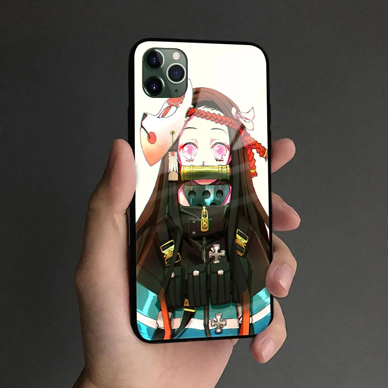 Мягкий силиконовый стеклянный чехол для телефона Kamado Nezuko Kimetsu no Yaiba iPhone SE 6 6s 7 8 Plus X