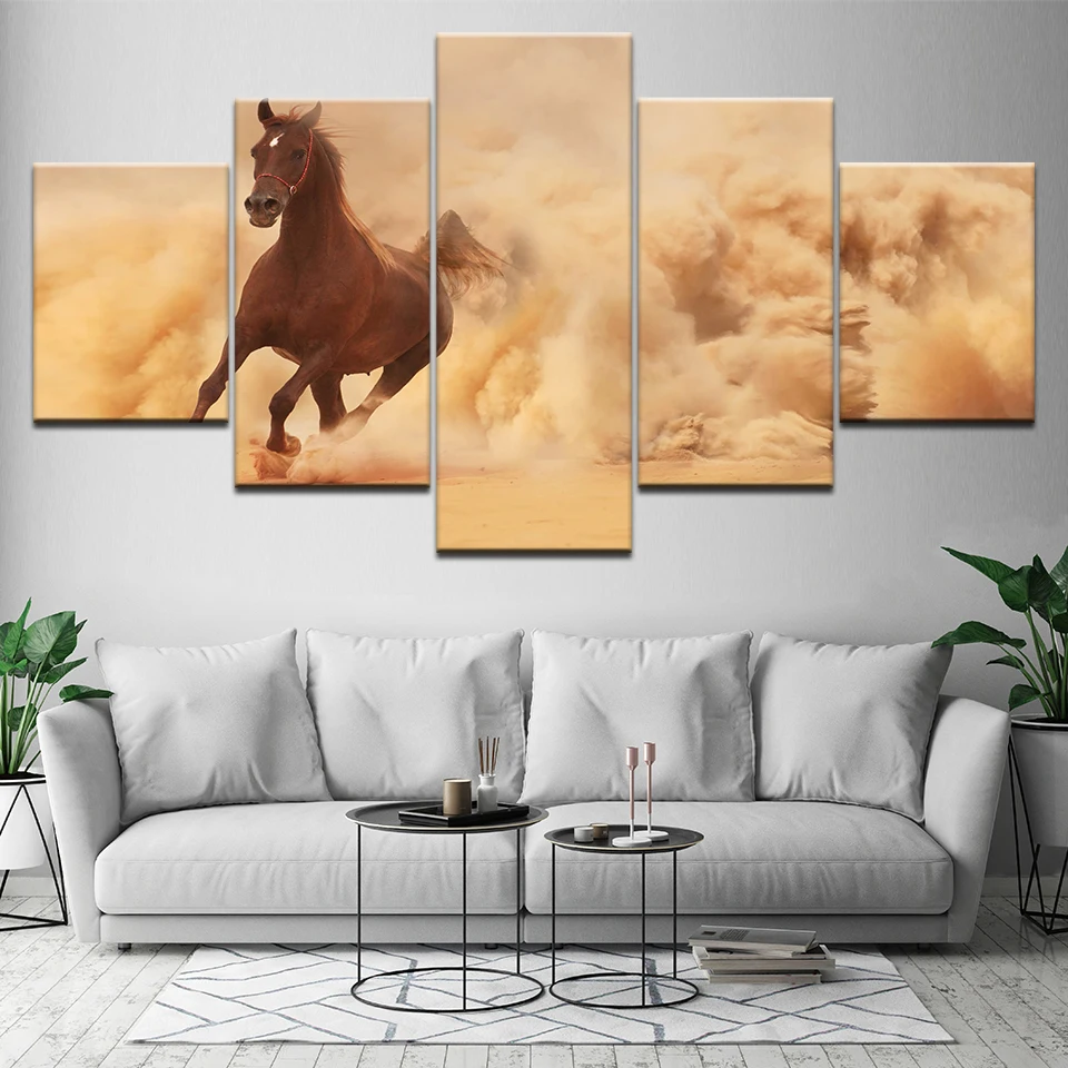 

Five-Piece Set Art Wall Picture Horse Galloping Hd Modern Canvas Painting Home Wall Decoration Poster Painting Mural Frameless