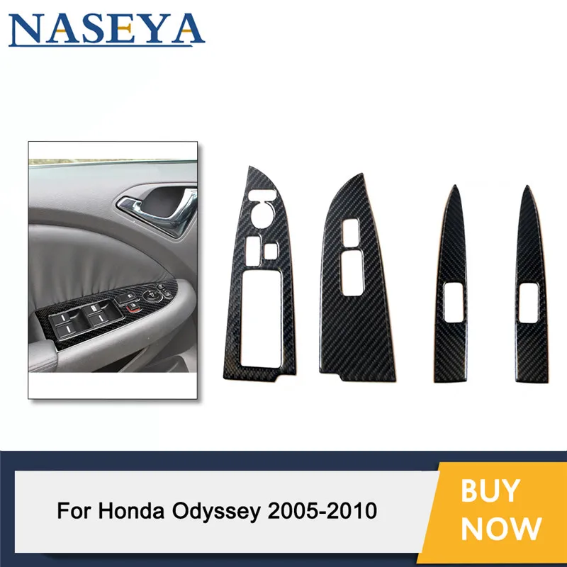 

4Pcs/set Car Accessories Car Door Glass Lift Panel Trim Decal Carbon Fiber Sticker Styling For Honda Odyssey 2005-2010