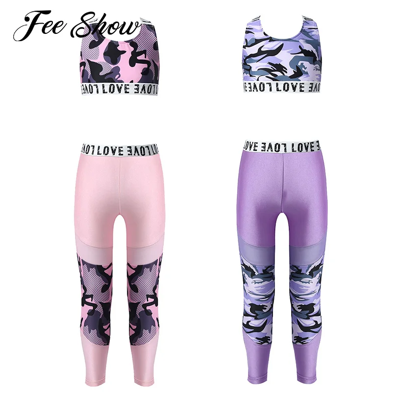 

Комплекты детской одежды из 2 предметов, гимнастика наряд для танцев комплект детской одежды для девочек, для бега спортивный костюм крест плечевой ремень спортивный бюстгальтер-топ из сетки лоскутное леггинсы