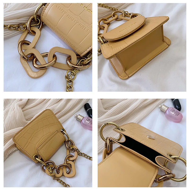 Fashion Mini Saddle Women Shoulder Bags Designer Brand Acrylic Chain Handbags Luxury Pu Leather Female Crossbody Bag Small Purse