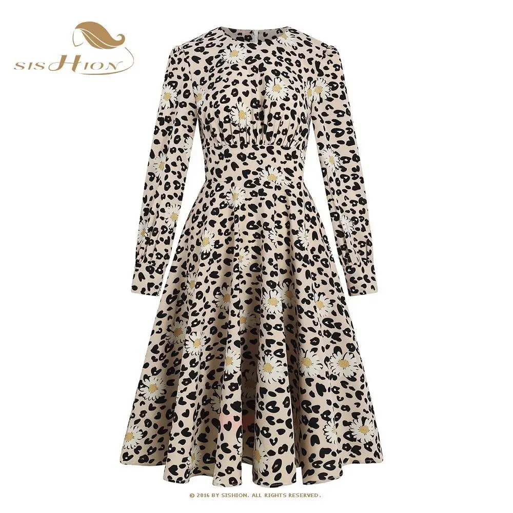 

Женское леопардовое платье с длинным рукавом, с принтом