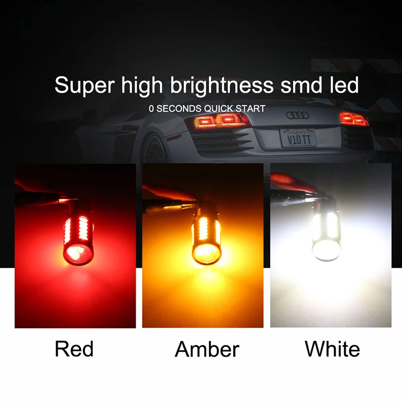 

ANMINGPU 2x Car Led Signal Lamp 1156 P21W Led BA15S Canbus BAU15S PY21W 5730SMD BAY15D 1157 Led P21/5W Brake Light Tail Lamp 12V