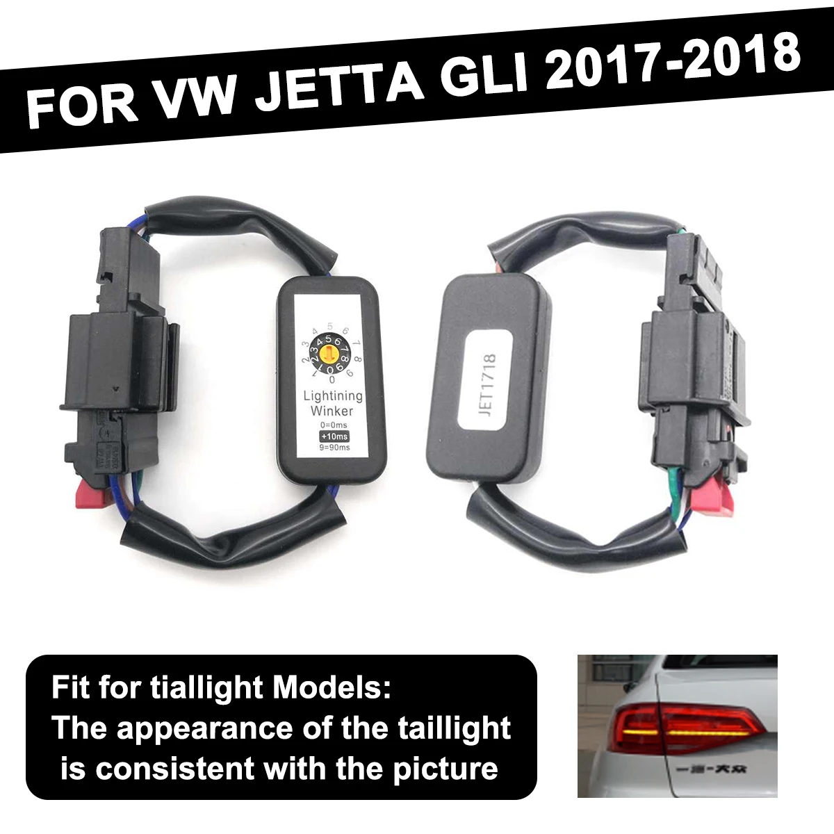 

LED Taillight 2Pcs Black Dynamic Turn Signal Indicator Add-on Module Cable Wire Harness For VW JETTA GLI 2017-2018