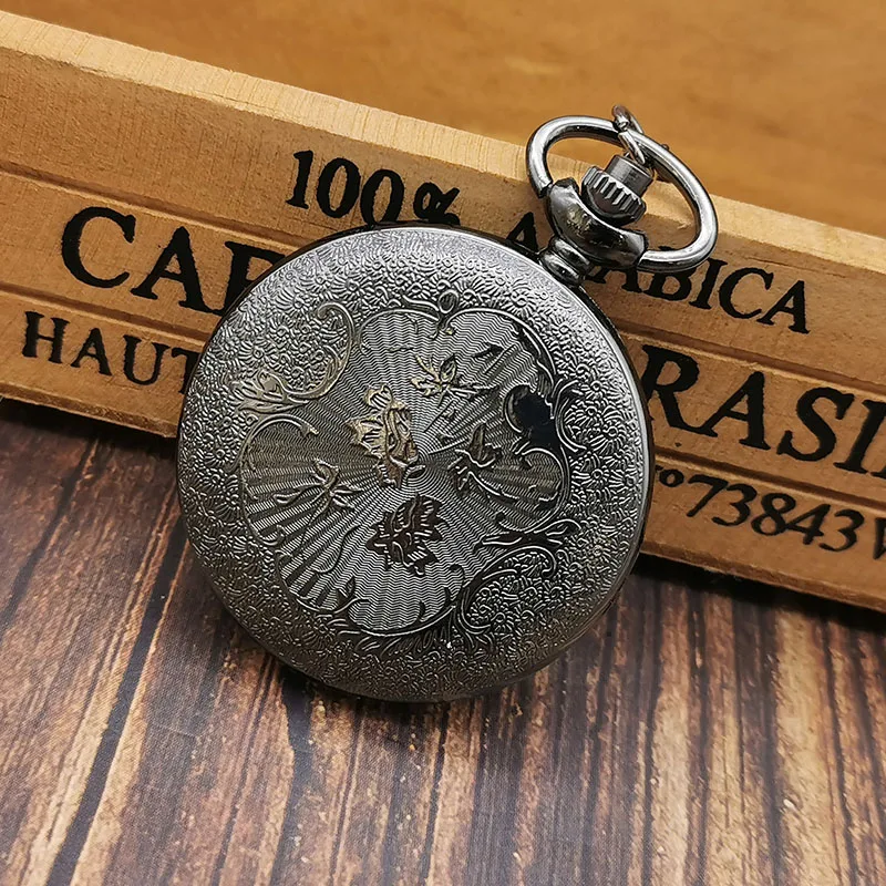 New Arrival Pikachu Black Quartz Pocket Watches Mens Analog Fob Watch Pendant Chain Gift Kids Toy Ball Pokemon for Men Women | Наручные
