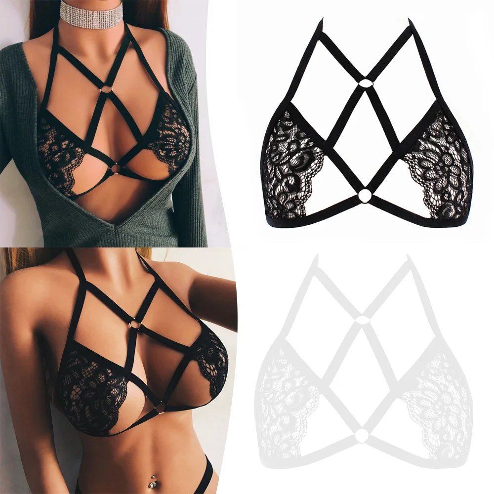 Сексуальный женский кружевной бандажный бюстгальтер с лямкой на шее бретельках