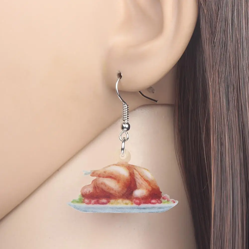 Bonsny Acrylic Thanksgiving Roast Turkey Chicken Jewelry Set Necklace Earrings Festival Decorations For Women Girl Teen Kid Gift | Украшения
