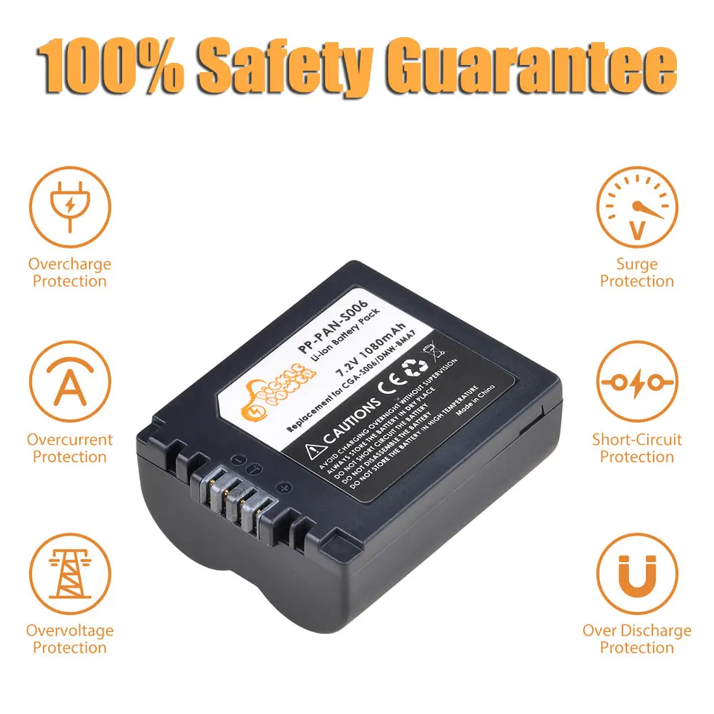Аккумуляторная батарея CGA S006 CGA-S006A DMW-BMA7 для Panasonic Lumix fz50 fz8 fz38 fz7 CGR-S006E CGA-S006 |